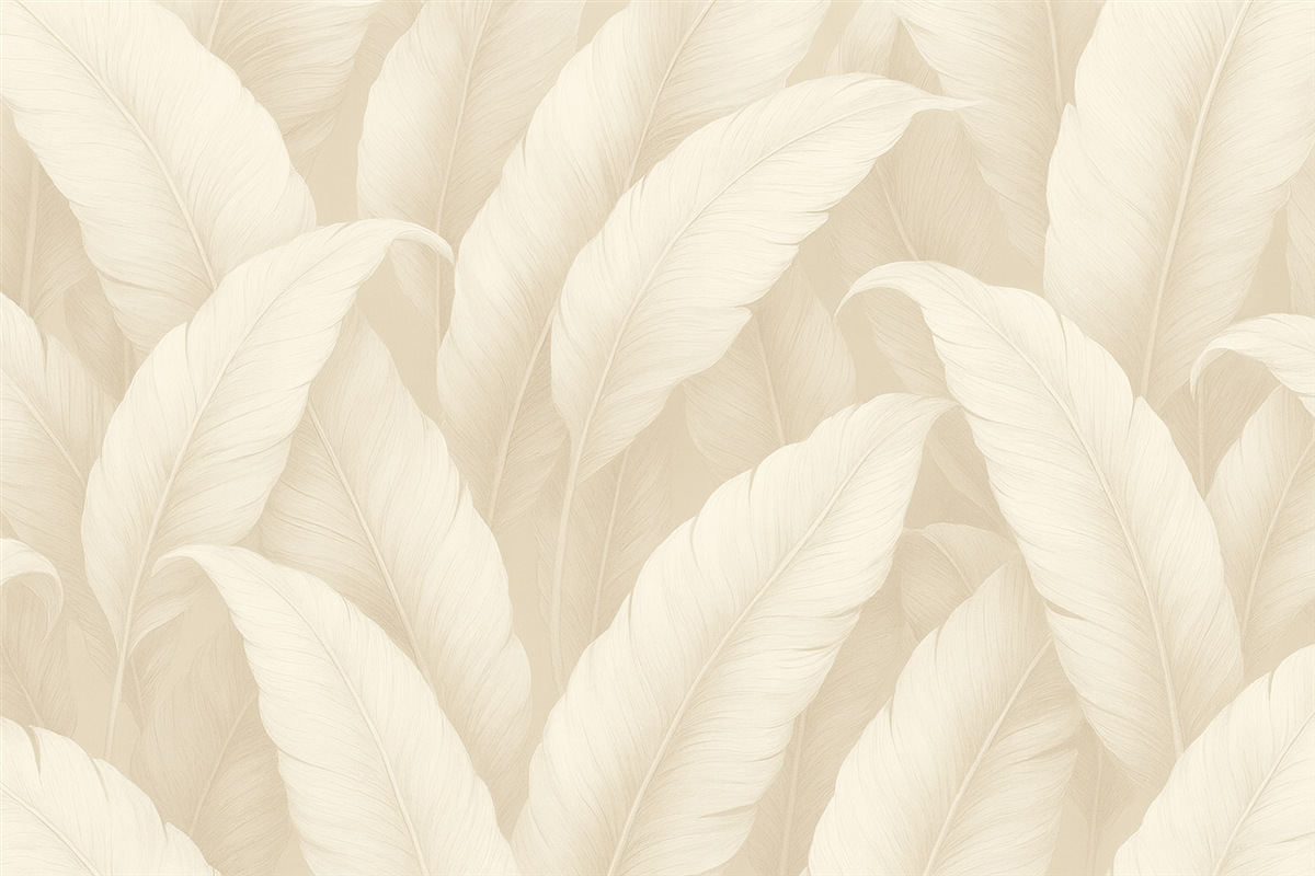 Fototapeta Stylowe liście bananowca w subtelnych kremowych tonach,