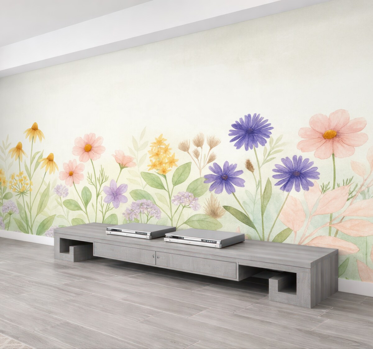 Fototapeta Kwiaty dzikie na jasnym tle.