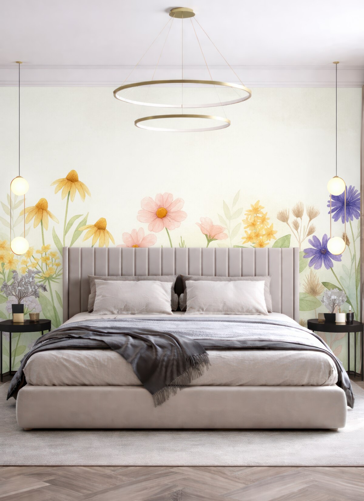 Fototapeta Kwiaty dzikie na jasnym tle.