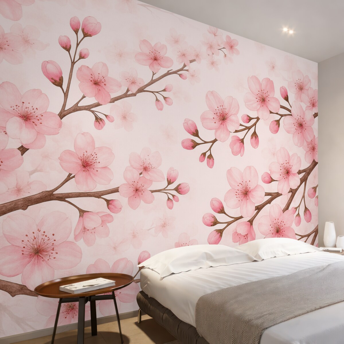 Fototapeta Kwiatowe gałązki z różowymi płatkami.