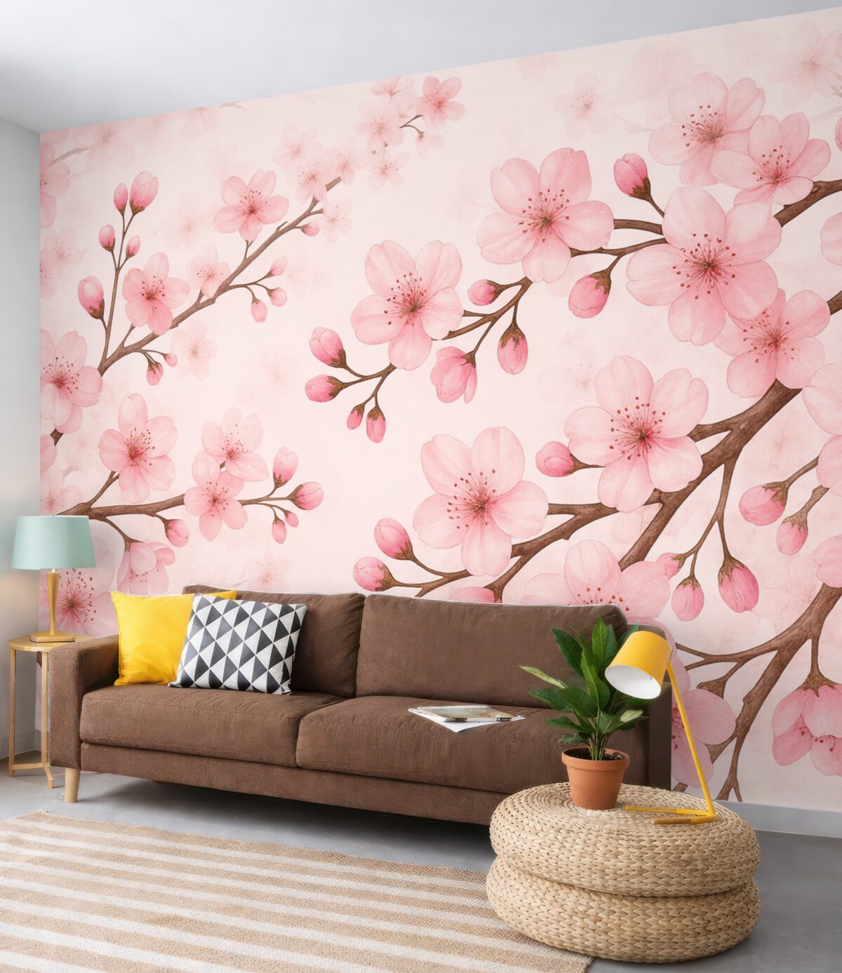 Fototapeta Kwiatowe gałązki z różowymi płatkami.