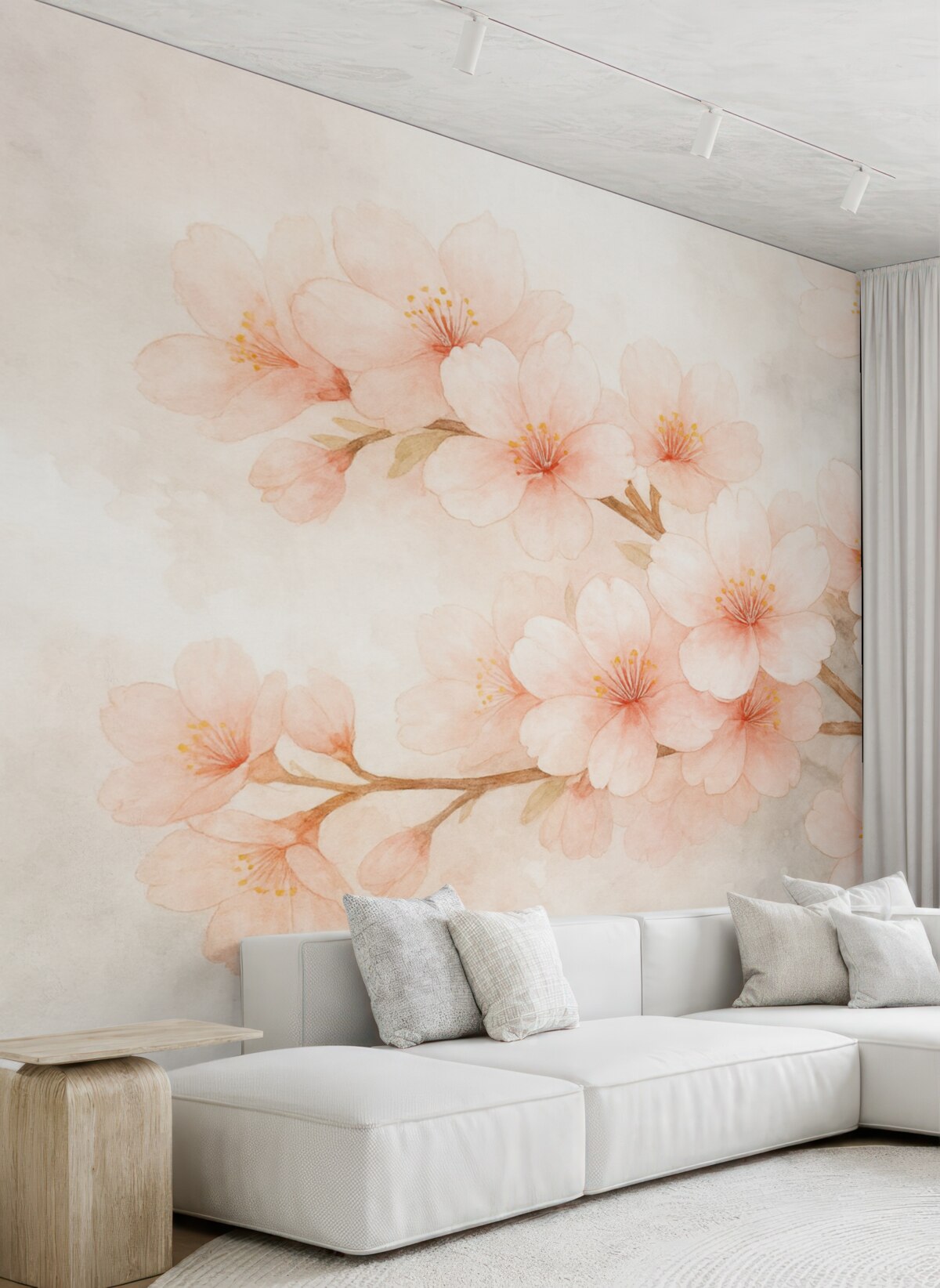 Fototapeta Łagodne gałązki z różowymi kwiatami.