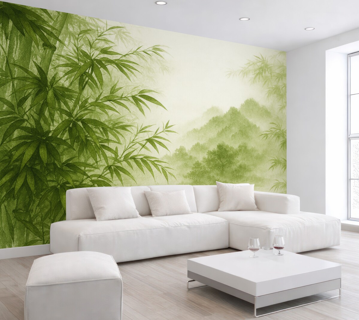 Fototapeta Łodygi oraz liście bambusa do malowania akwarelą.