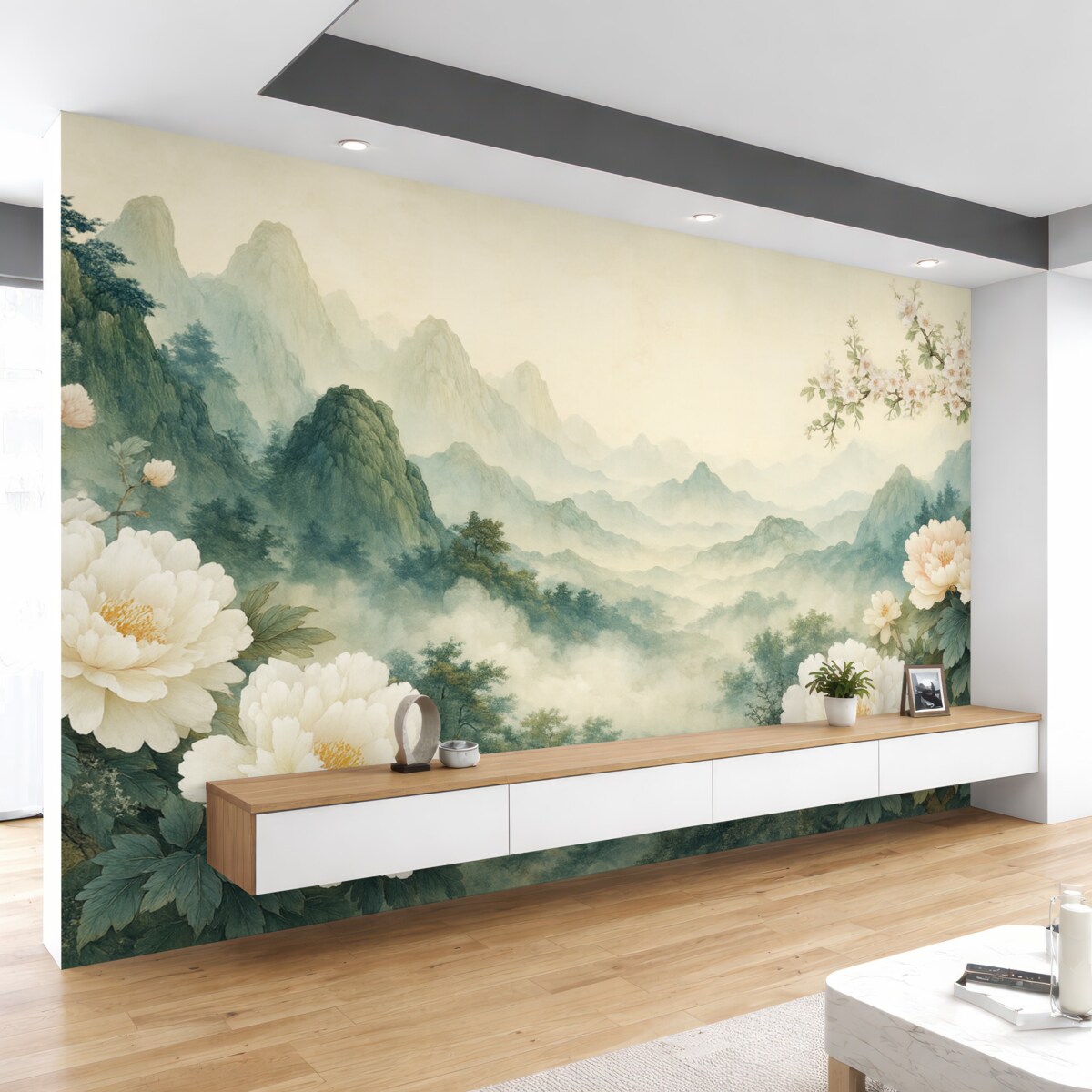 Fototapeta krajobraz z roślinami i wzniesieniami w stylu orientalnym