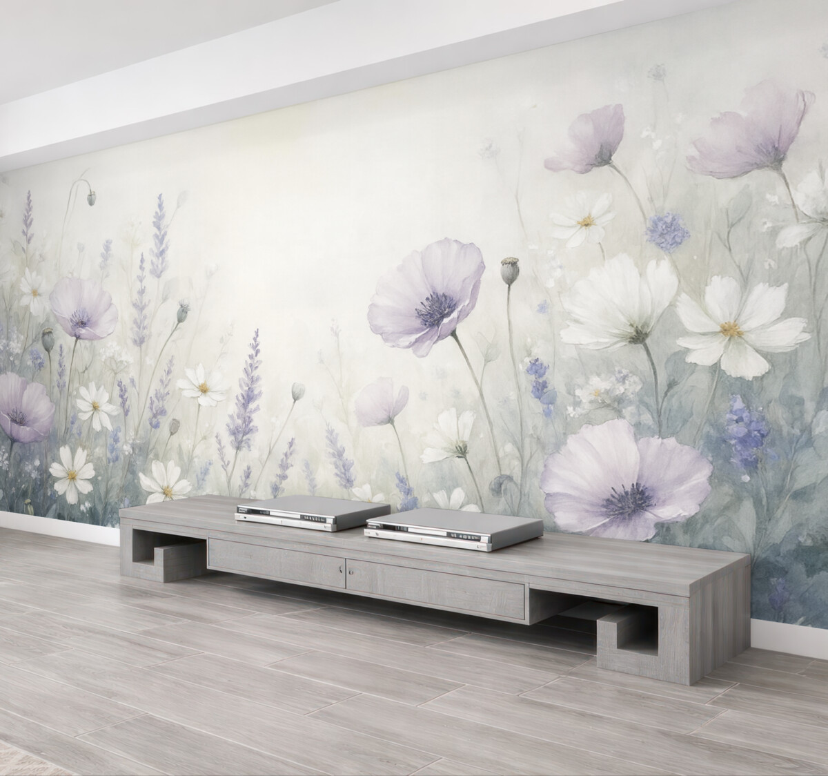 Fototapeta Subtelne, lekkie pole kwiaty w stylu malarskim.