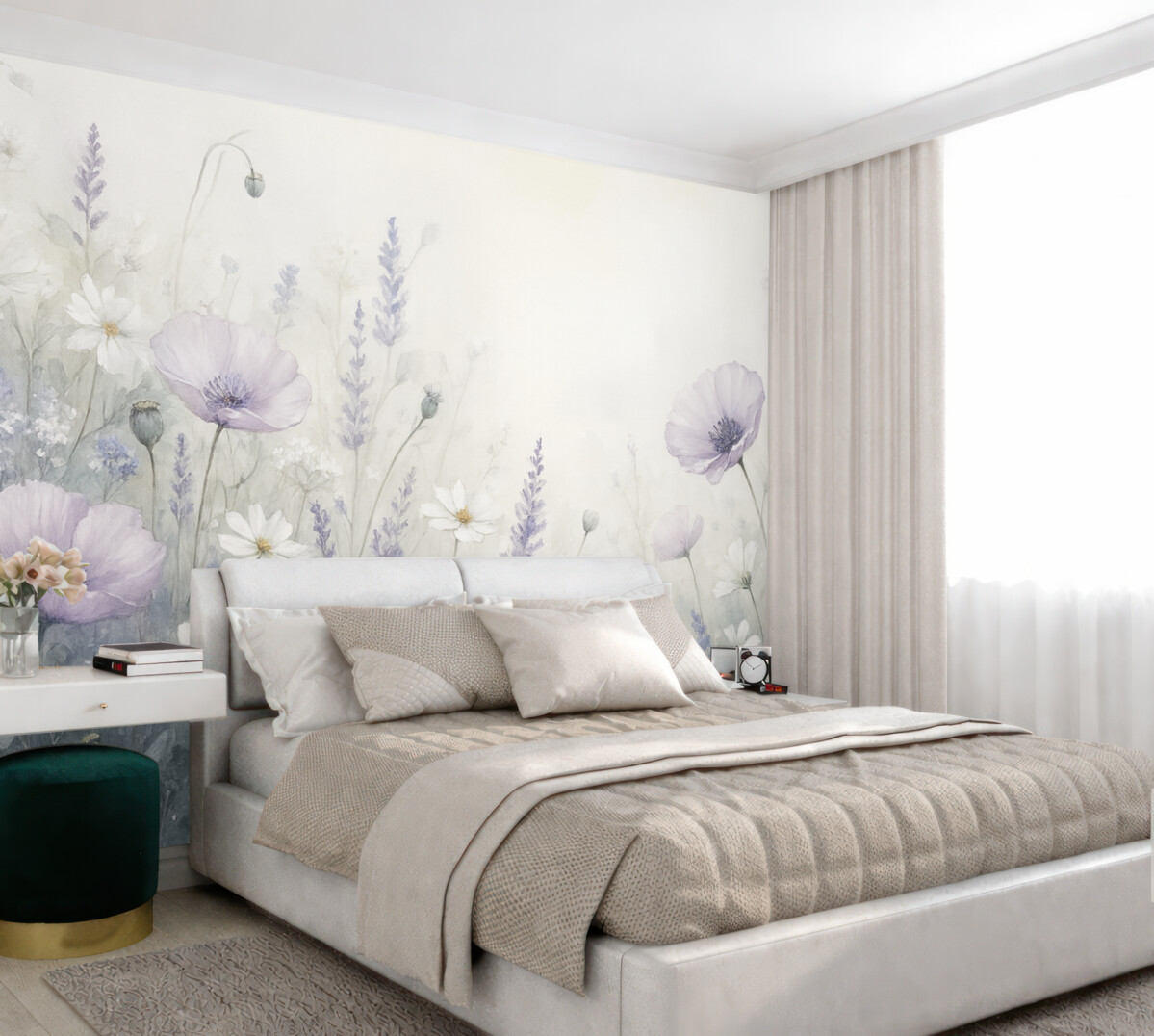 Fototapeta Subtelne, lekkie pole kwiaty w stylu malarskim.