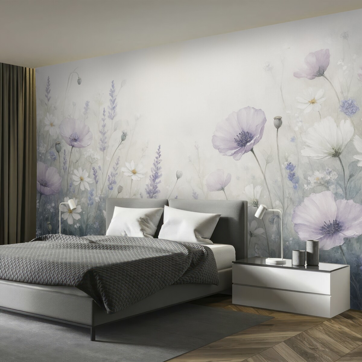 Fototapeta Subtelne, lekkie pole kwiaty w stylu malarskim.