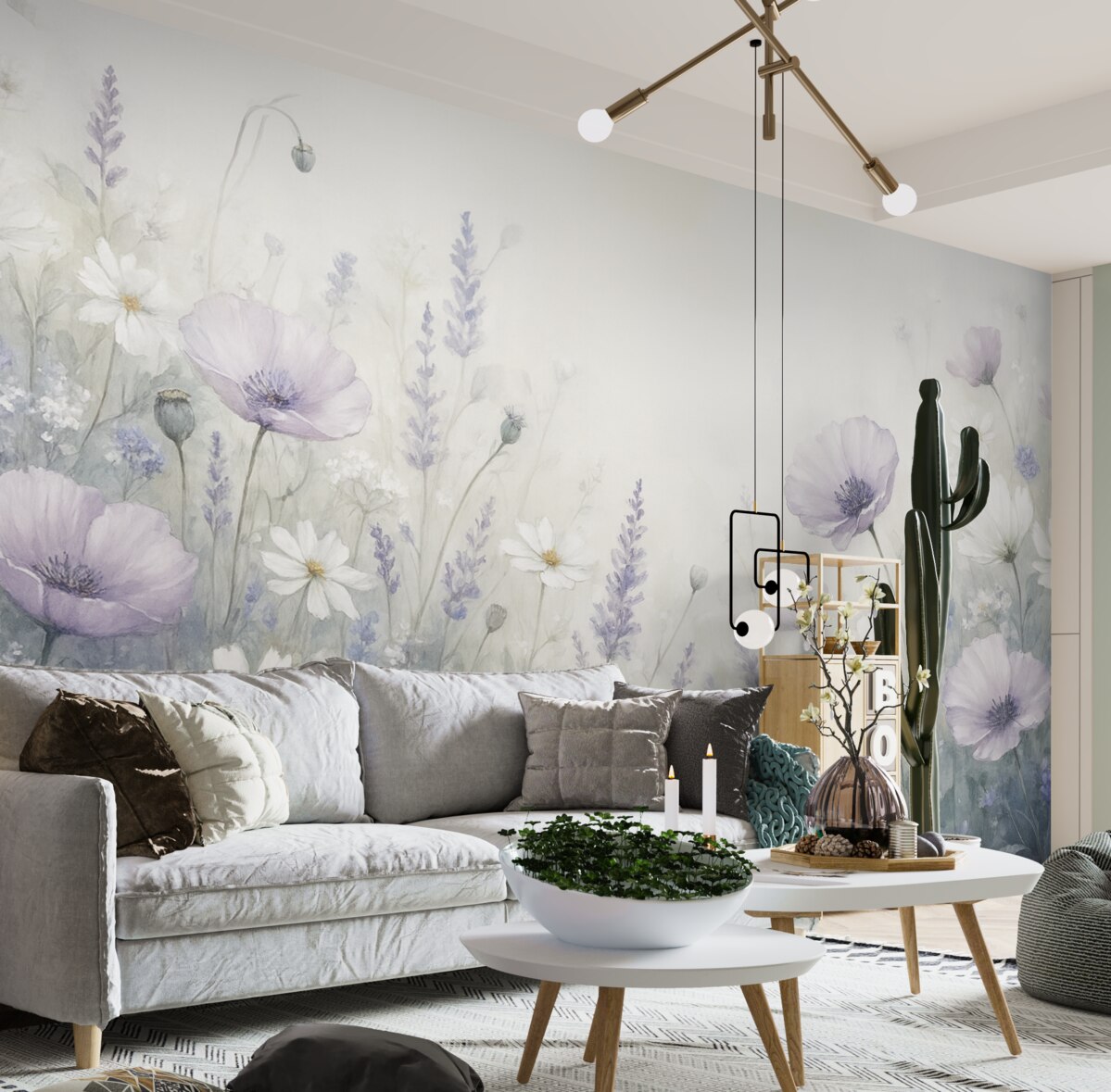 Fototapeta Subtelne, lekkie pole kwiaty w stylu malarskim.