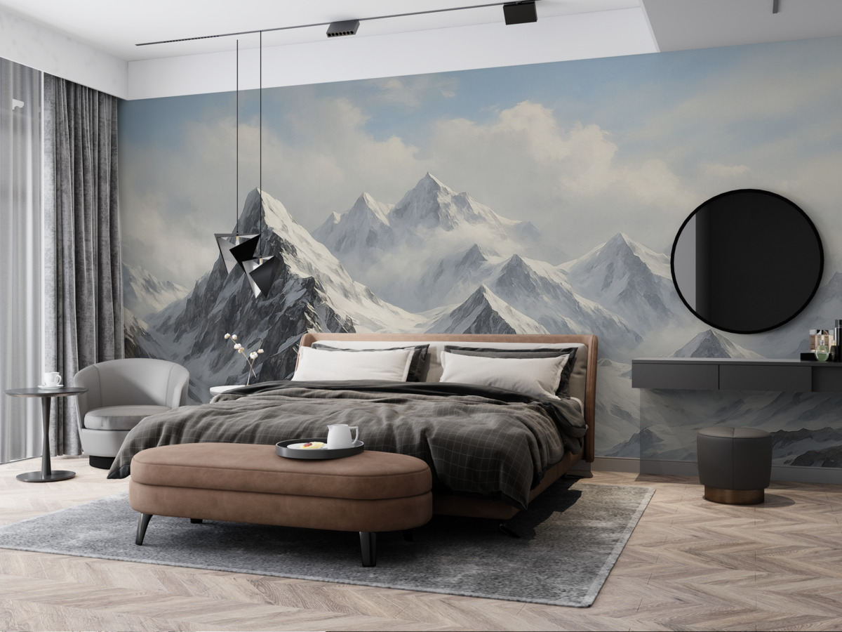 Fototapeta Zasypane śniegiem szczyty górskie.