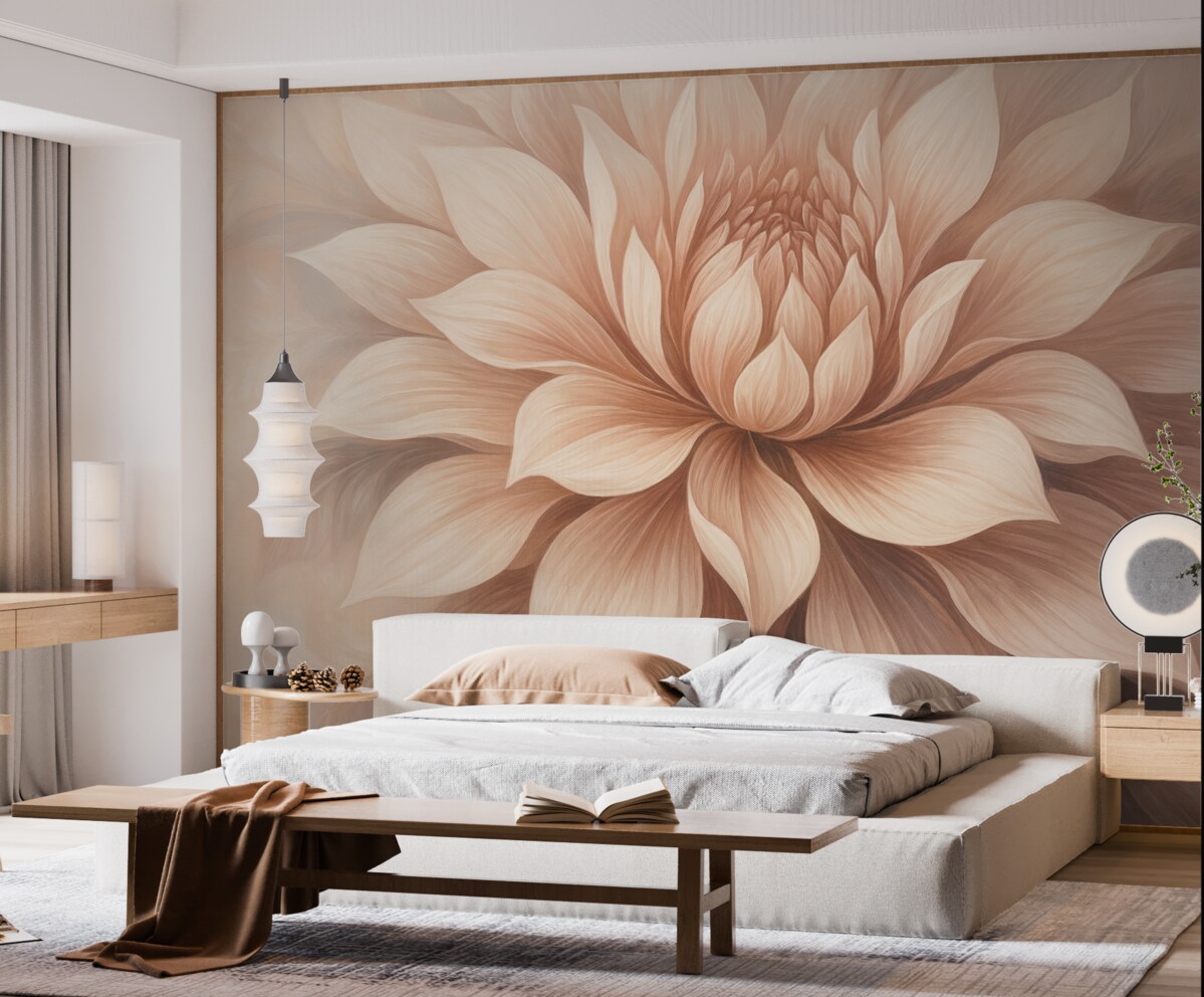 Fototapeta Stylowy różowy kwiat w delikatnej mgle.