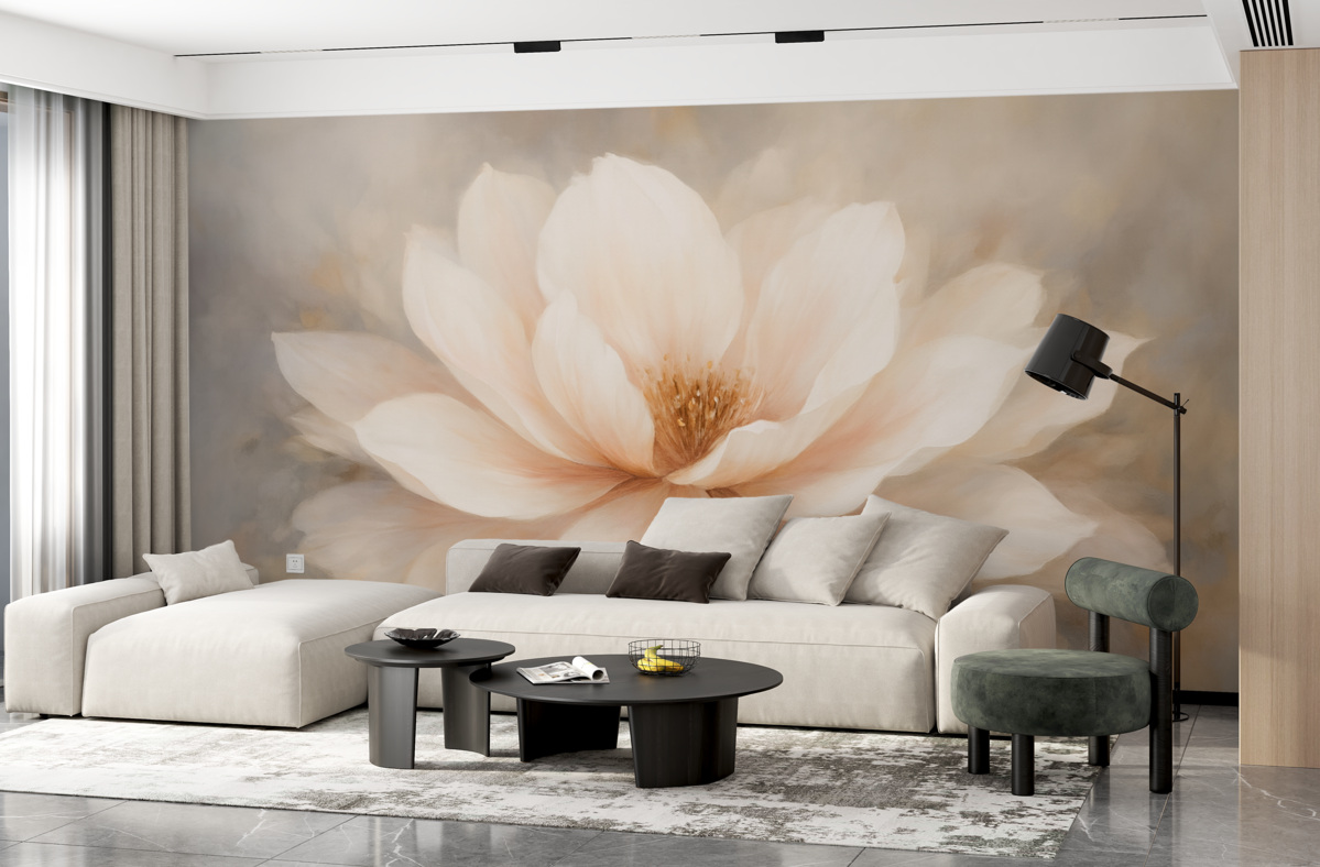 Fototapeta Subtelny kwiat na ścianie w stylu grunge.