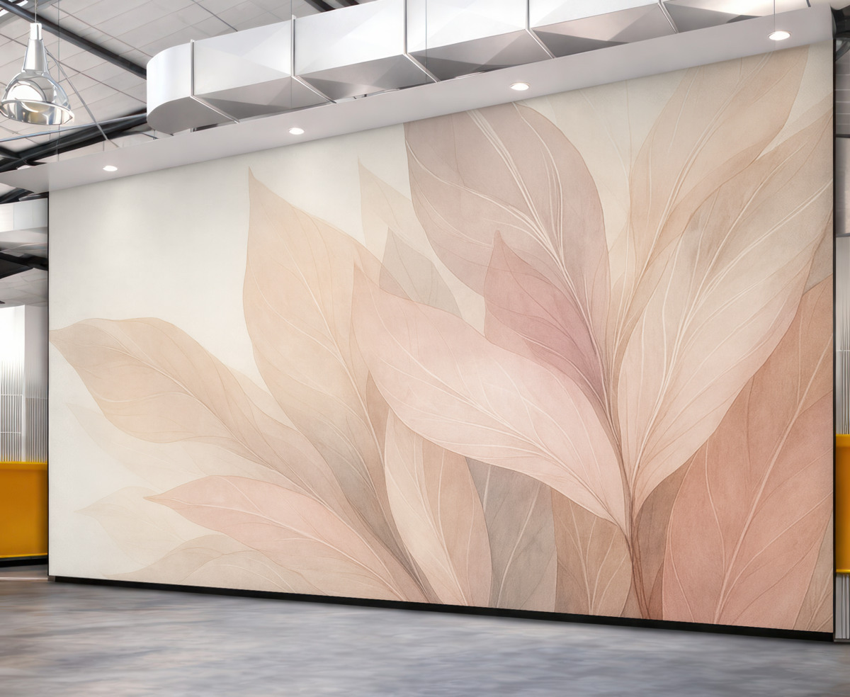 Fototapeta Abstrakcyjna kompozycja liści w jasnych odcieniach.