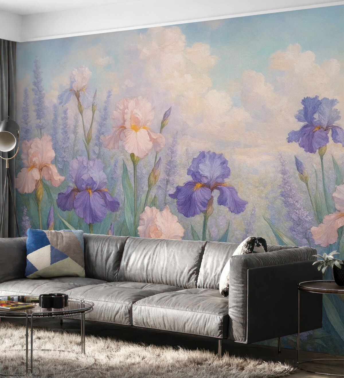 Fototapeta Styl Oli w rysowaniu kwiatów, letnia łąka, florystyczny.