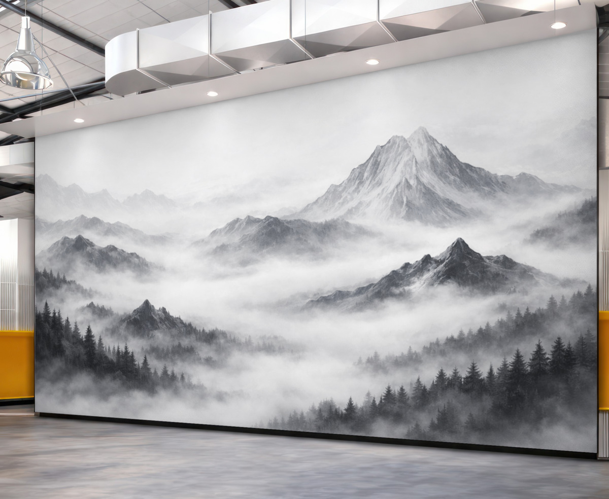 Fototapeta Minimalistyczny górski pejzaż w mroku.