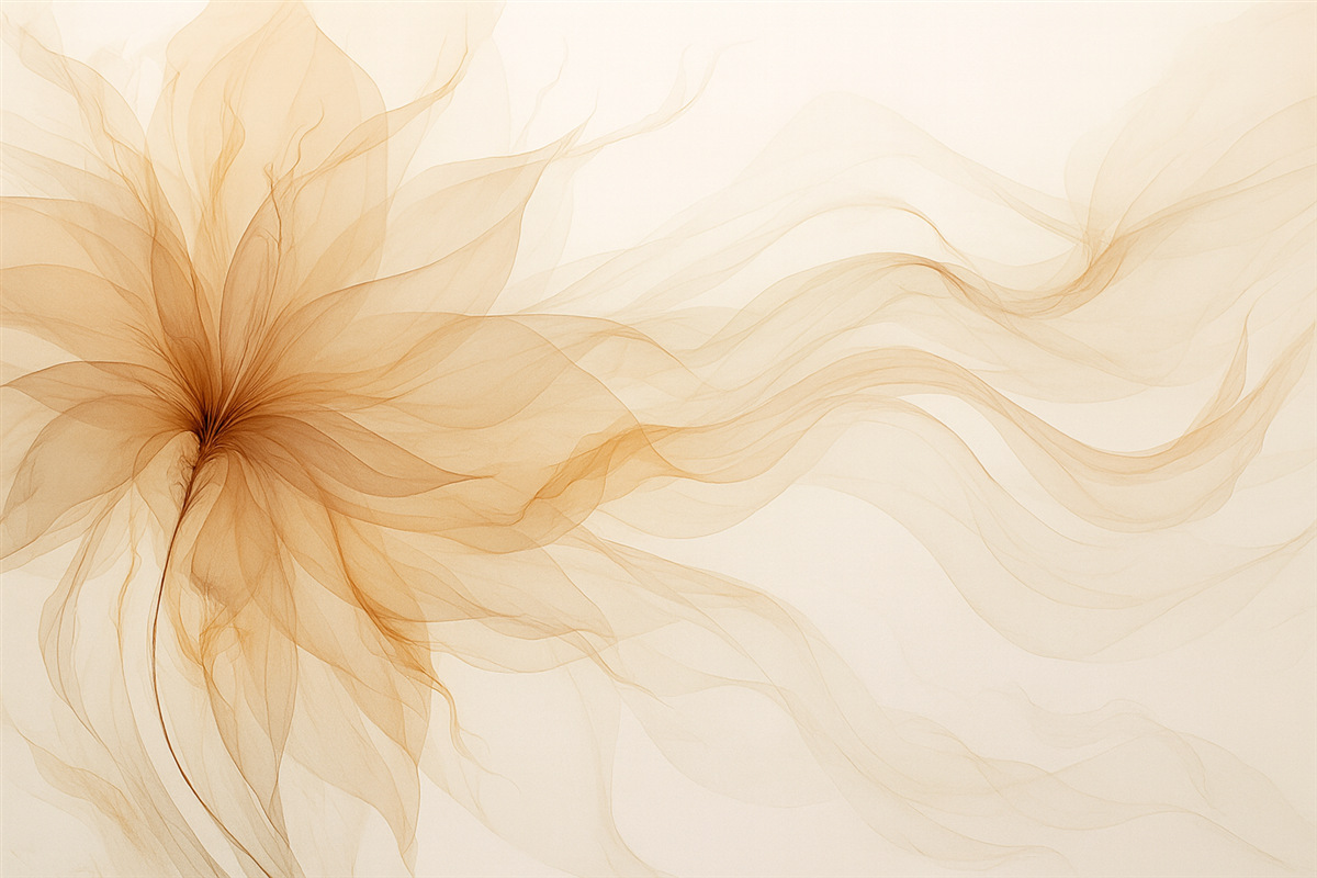 Fototapeta Eteryczny kwiat z subtelnymi przezroczystymi liniami w jasnych tonacjach.