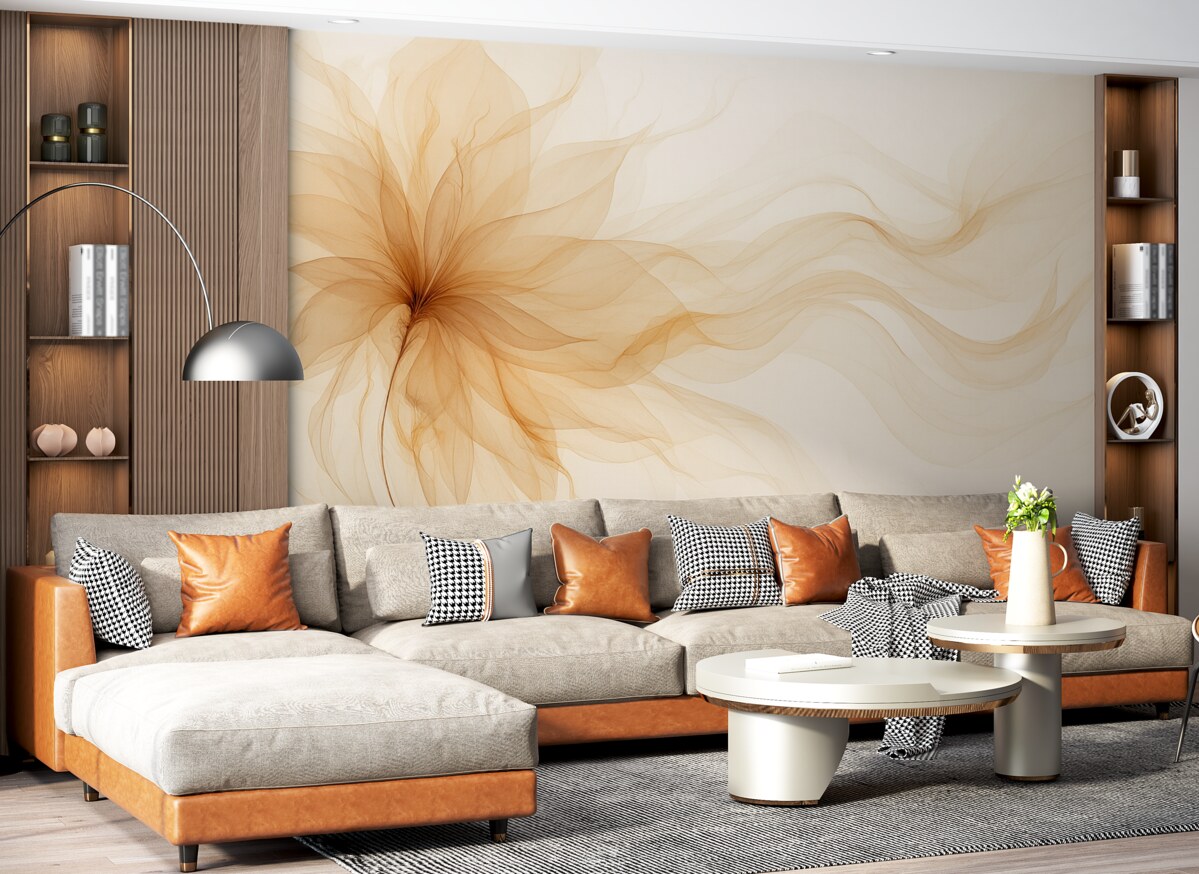 Fototapeta Eteryczny kwiat z subtelnymi przezroczystymi liniami w jasnych tonacjach.