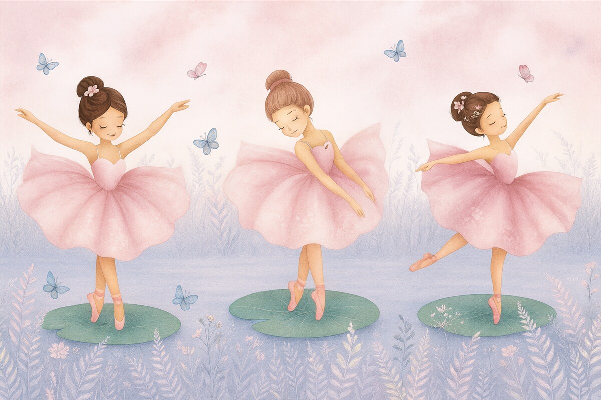 Fototapeta Pejzaż z tancerzami baletowymi.