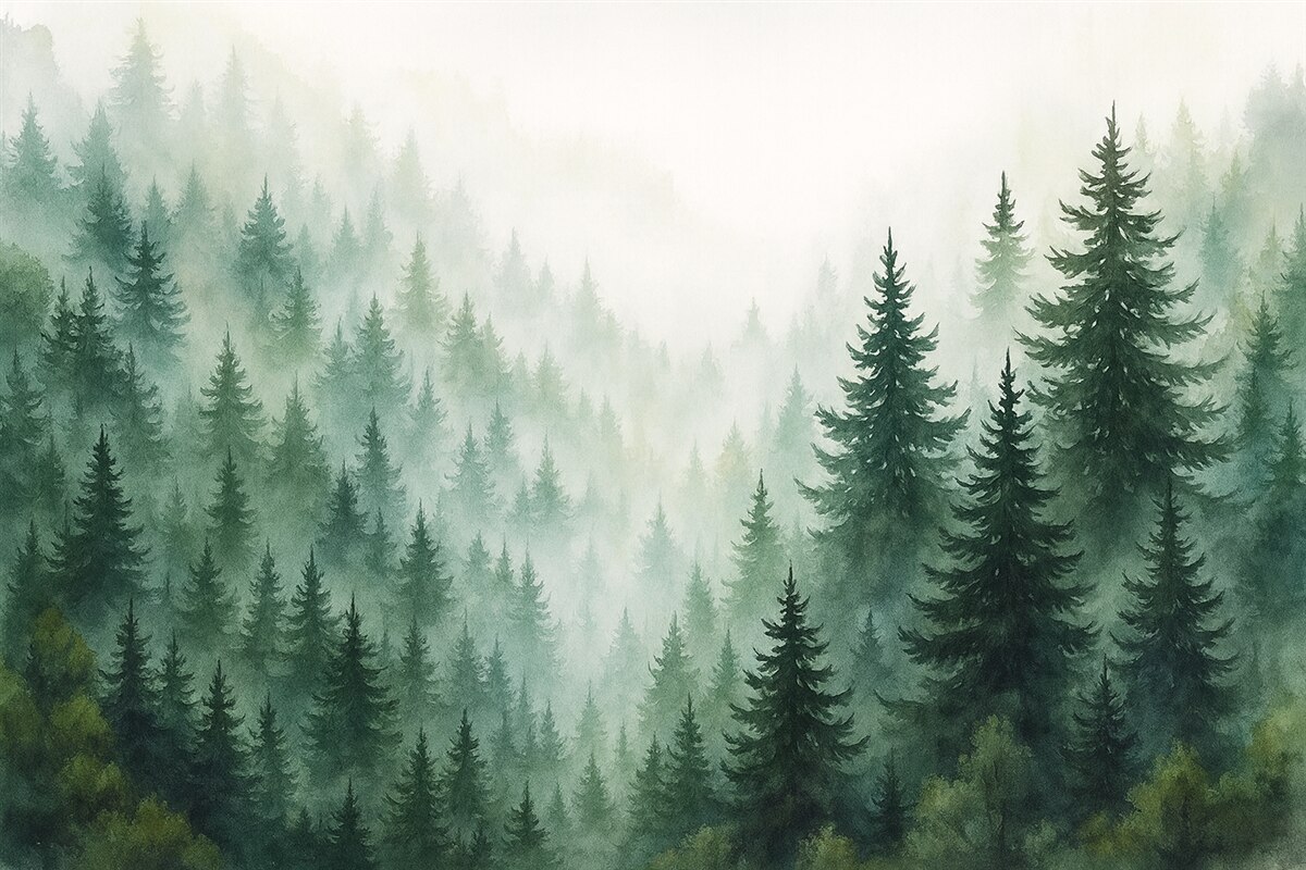 Fototapeta Akwarela naśladująca las.