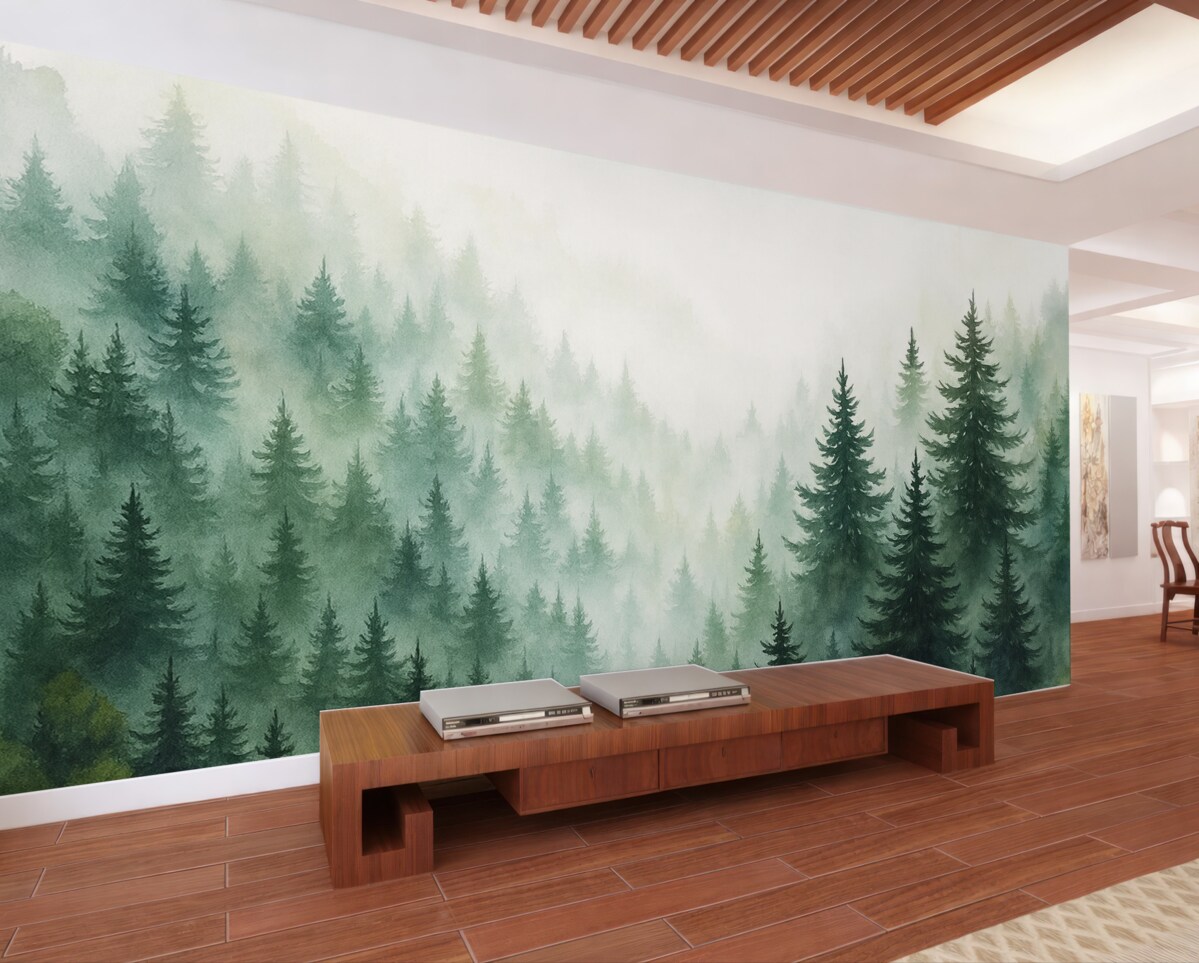 Fototapeta Akwarela naśladująca las.