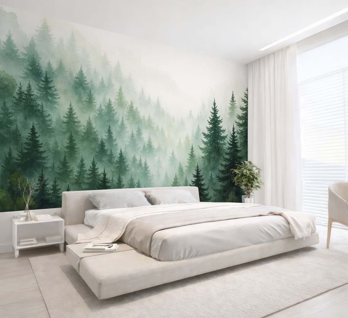 Fototapeta Akwarela naśladująca las.