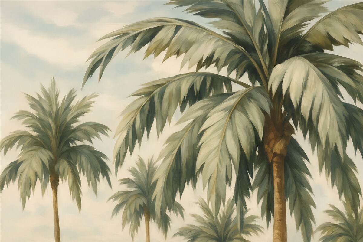 Fototapeta Palma w scenerii niebiańskiej.