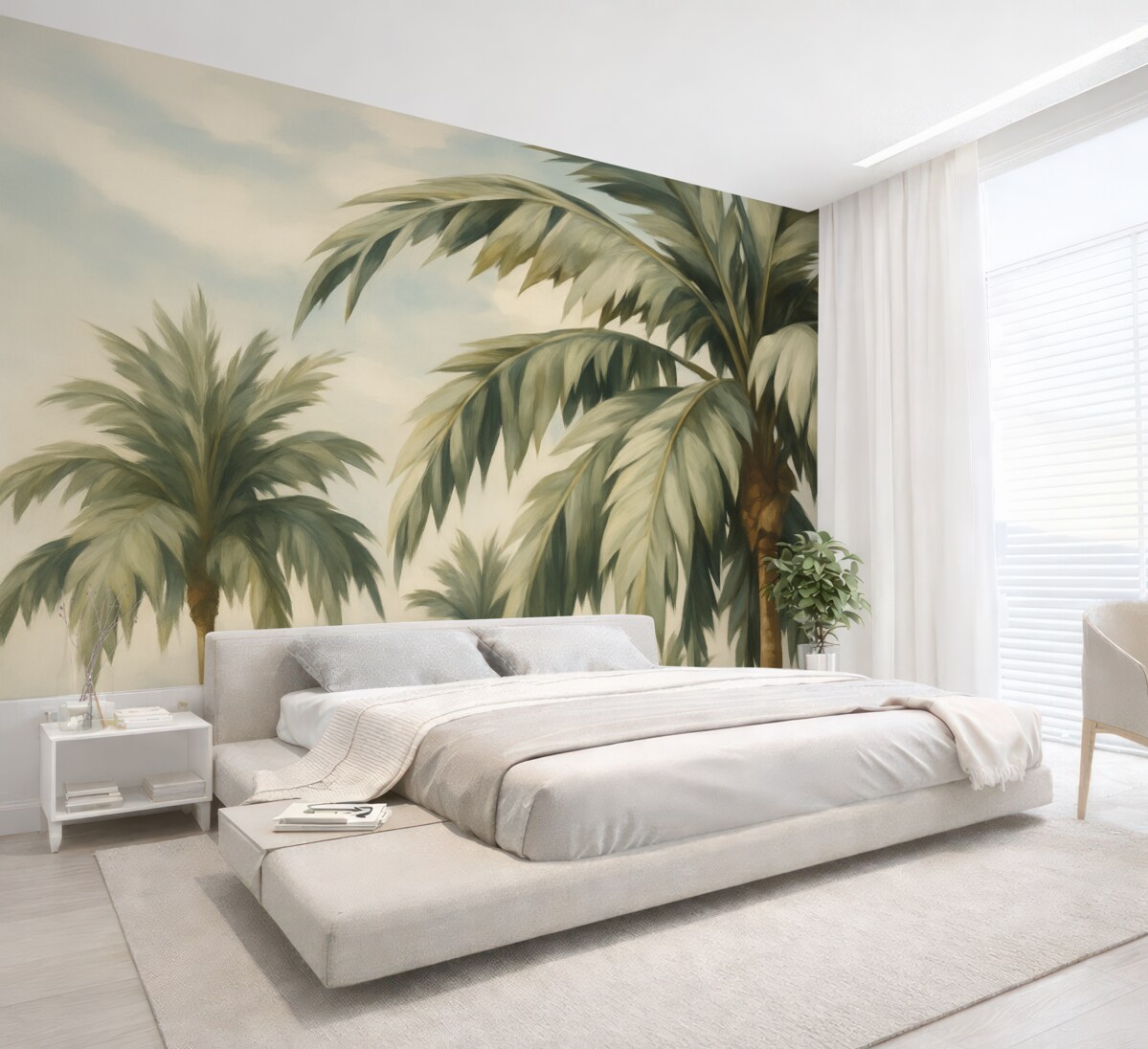 Fototapeta Palma w scenerii niebiańskiej.