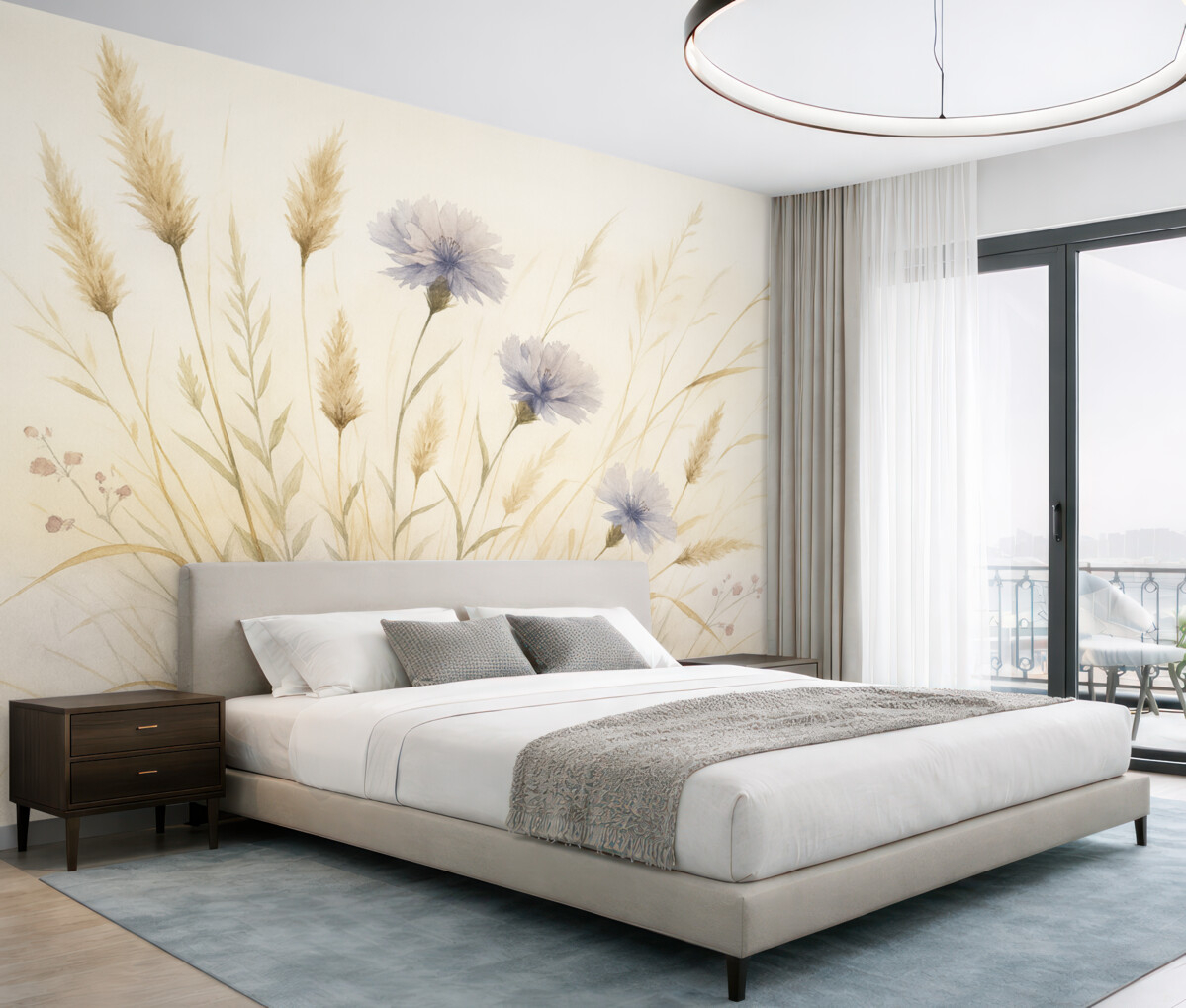 Fototapeta Dzikie rośliny w suchej trawie jako imitacja akwareli.