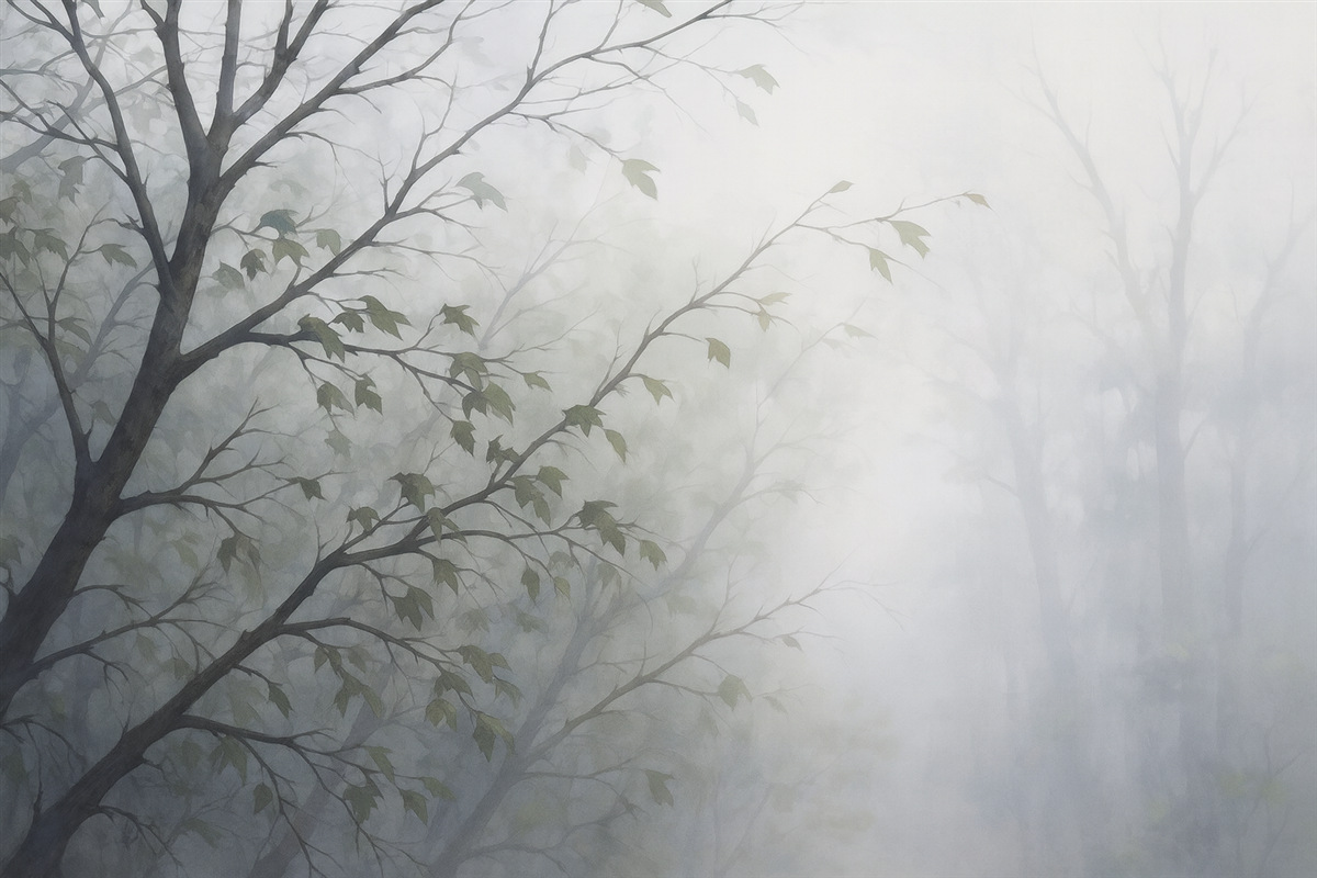 Fototapeta Kształty konarów drzew oraz cienie przypominające akwarelę.