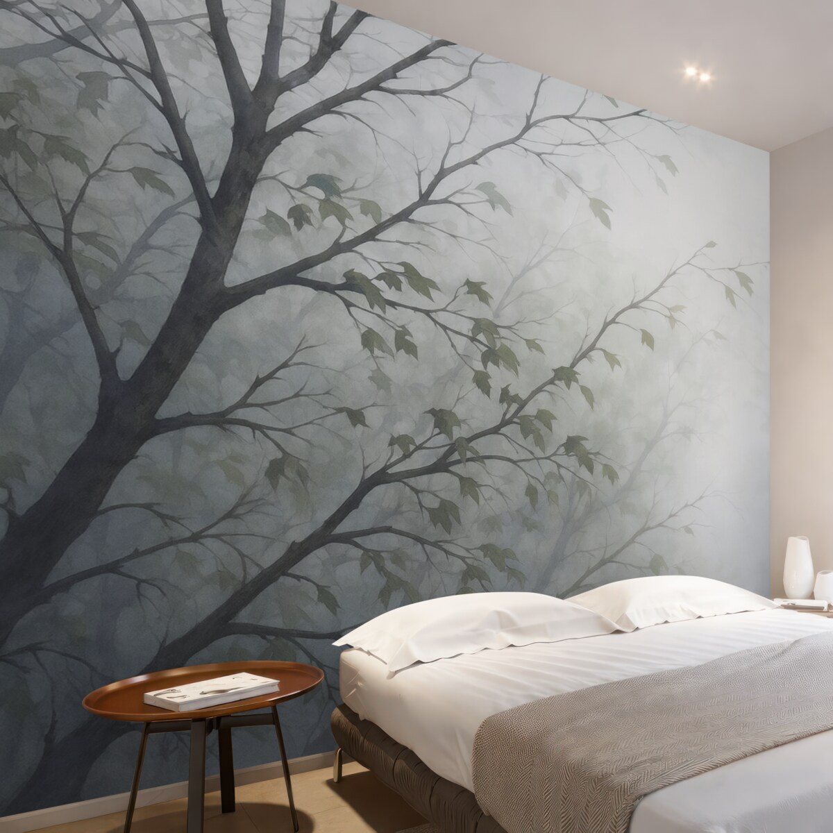 Fototapeta Kształty konarów drzew oraz cienie przypominające akwarelę.