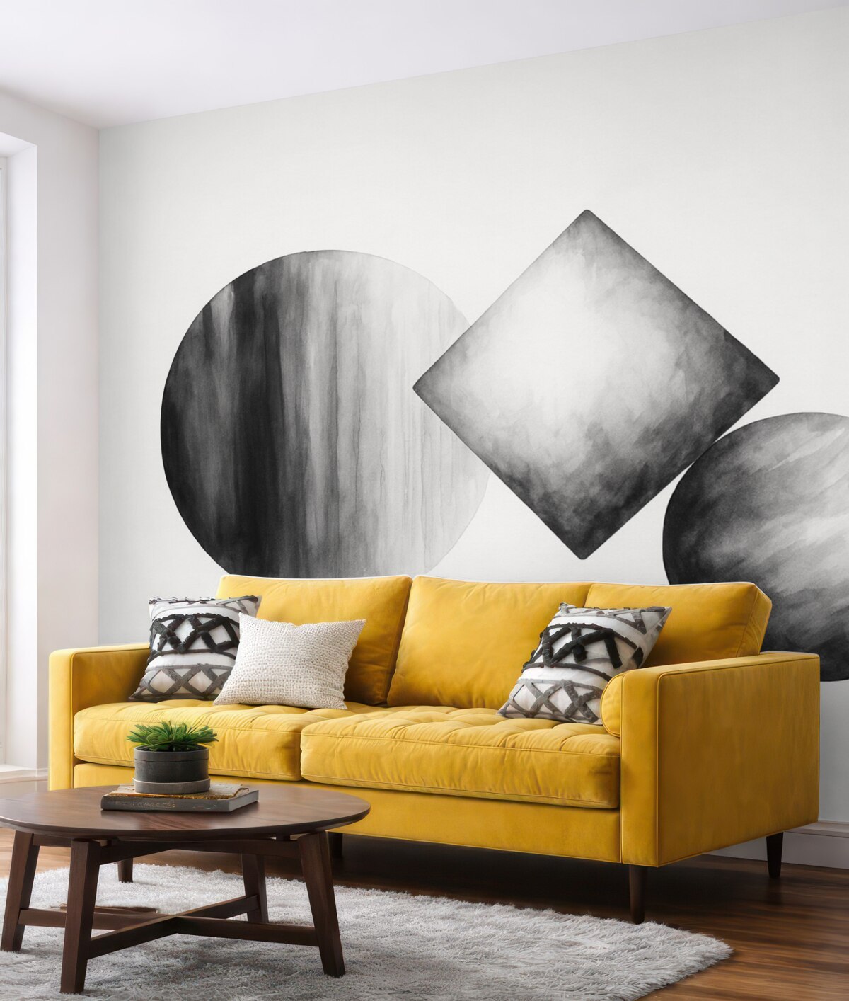 Fototapeta Geometryczne formy abstrakcyjna naśladownictwo akwareli.