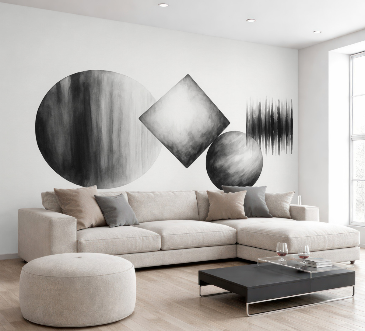 Fototapeta Geometryczne formy abstrakcyjna naśladownictwo akwareli.