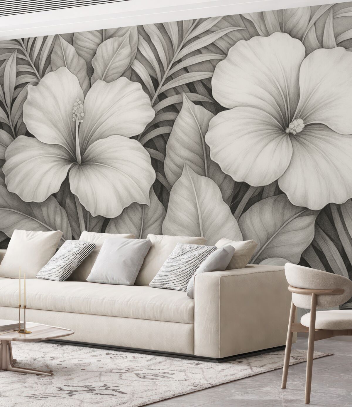 Fototapeta Tropikalne liście oraz kwiaty.