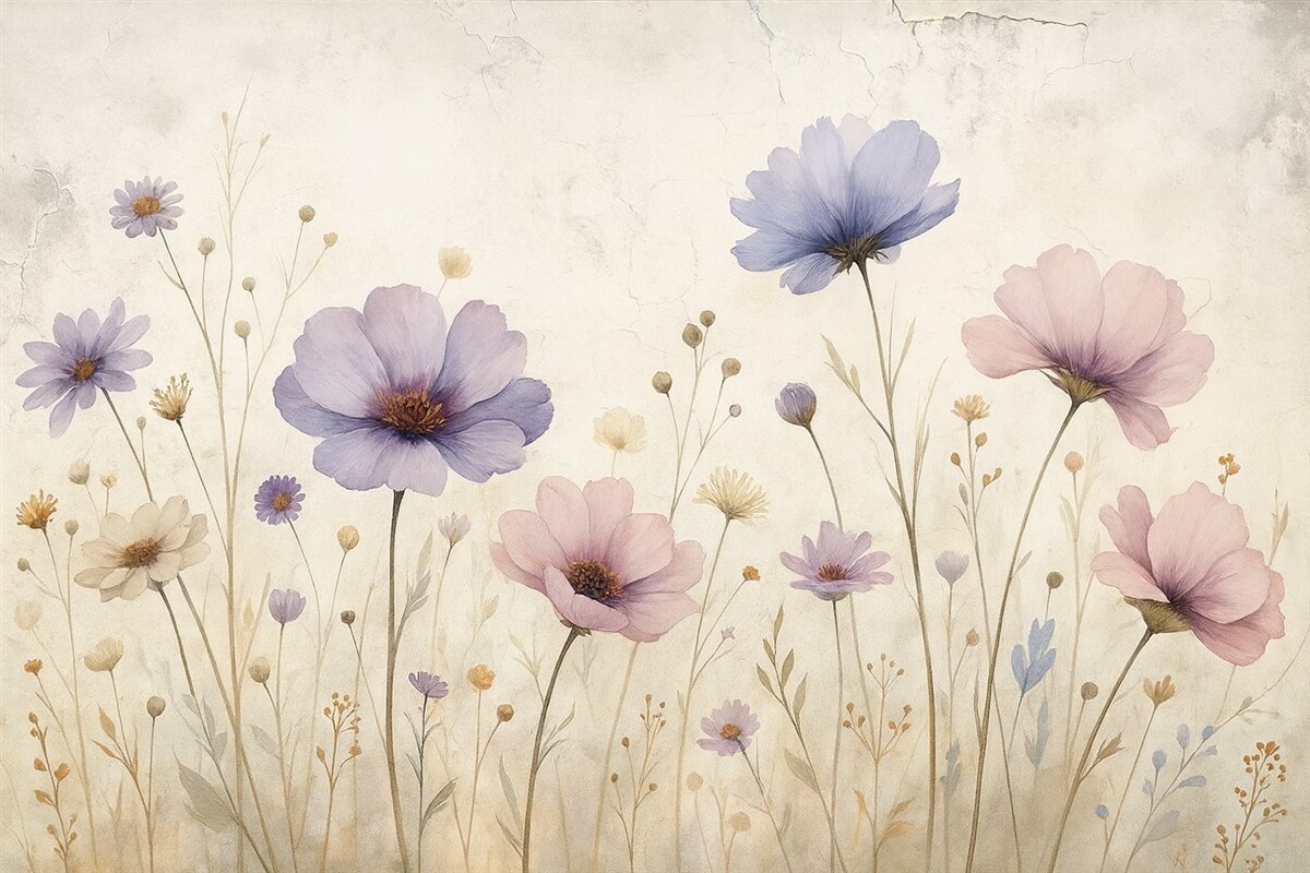 Fototapeta Kwiaty akwarelowe w stylu grunge.