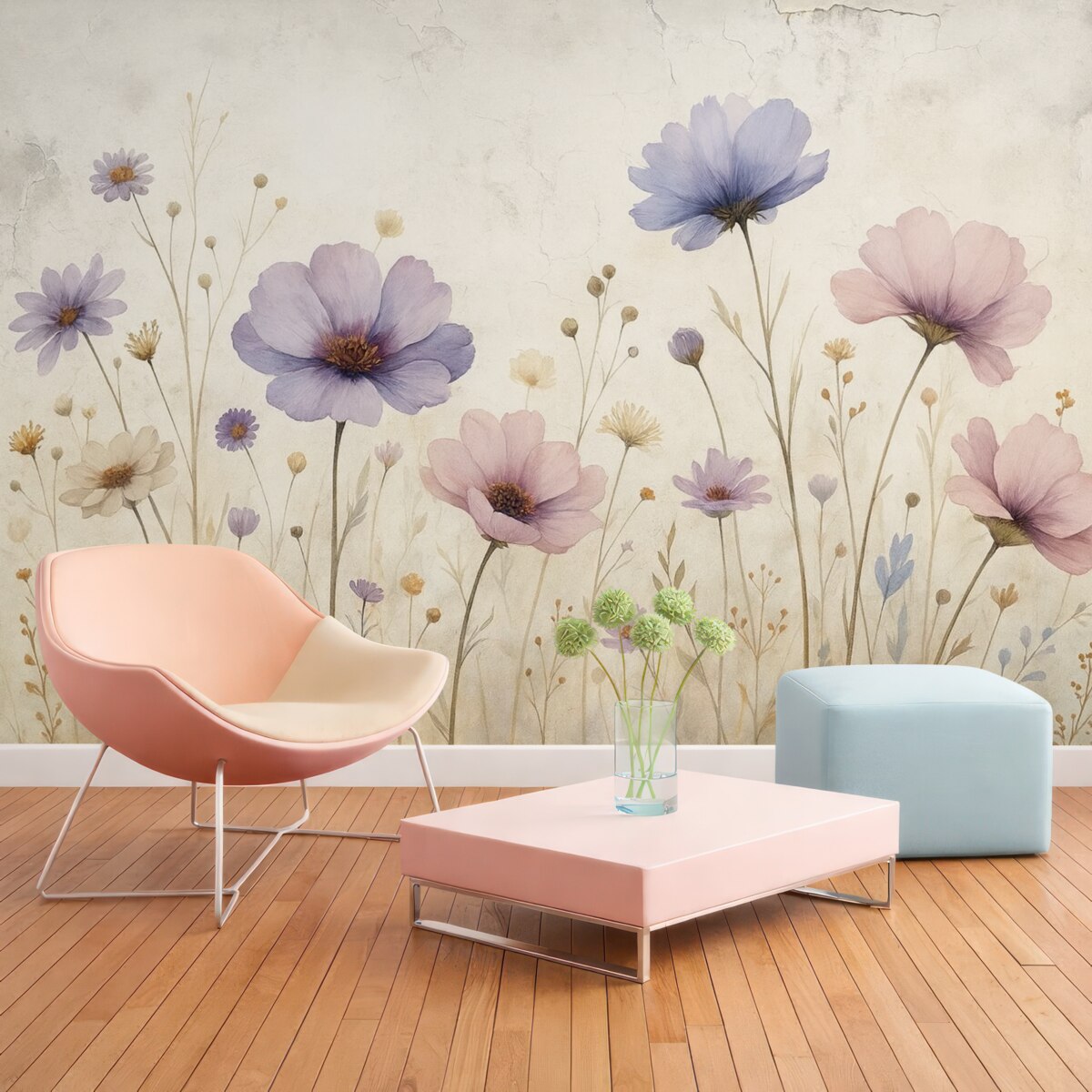 Fototapeta Kwiaty akwarelowe w stylu grunge.