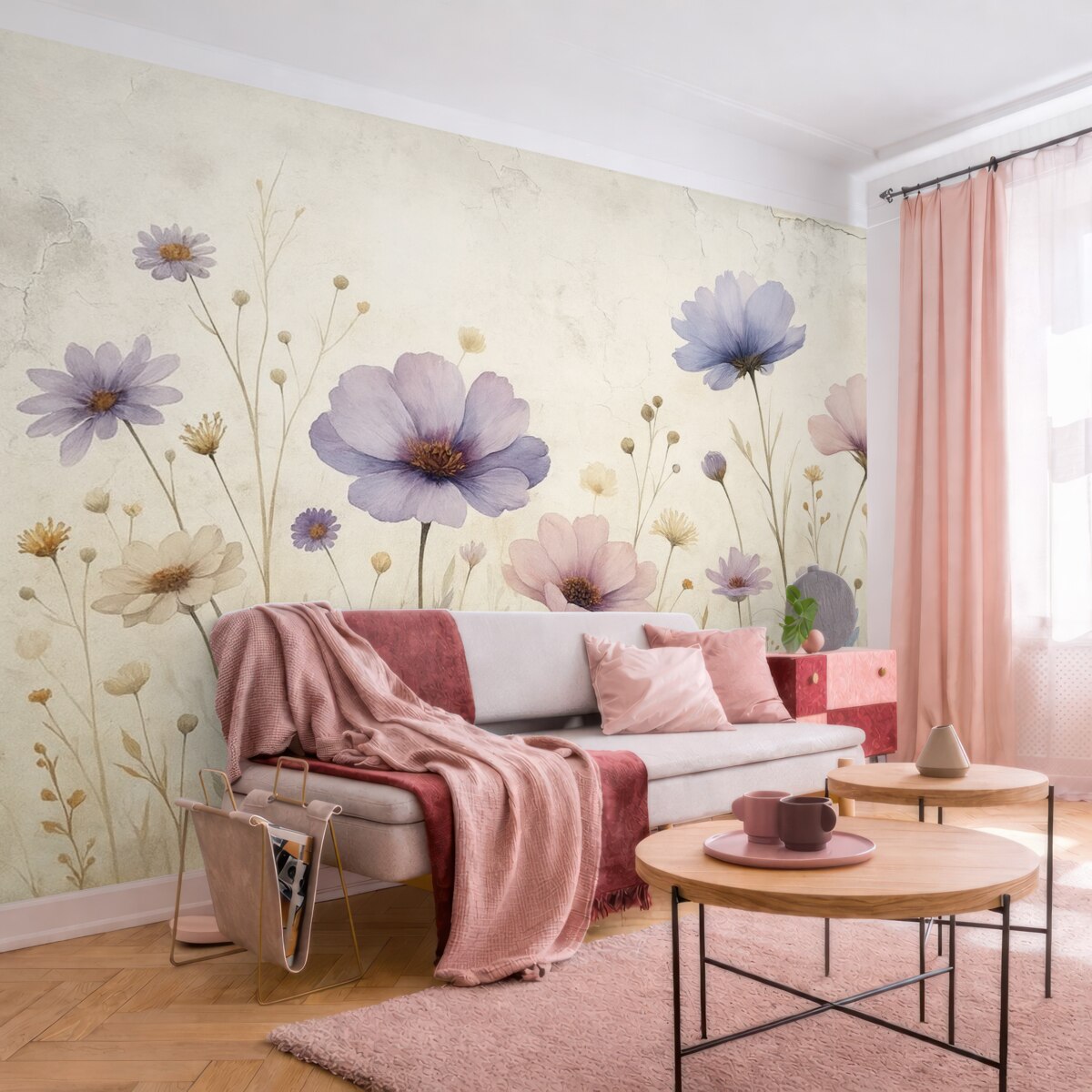 Fototapeta Kwiaty akwarelowe w stylu grunge.