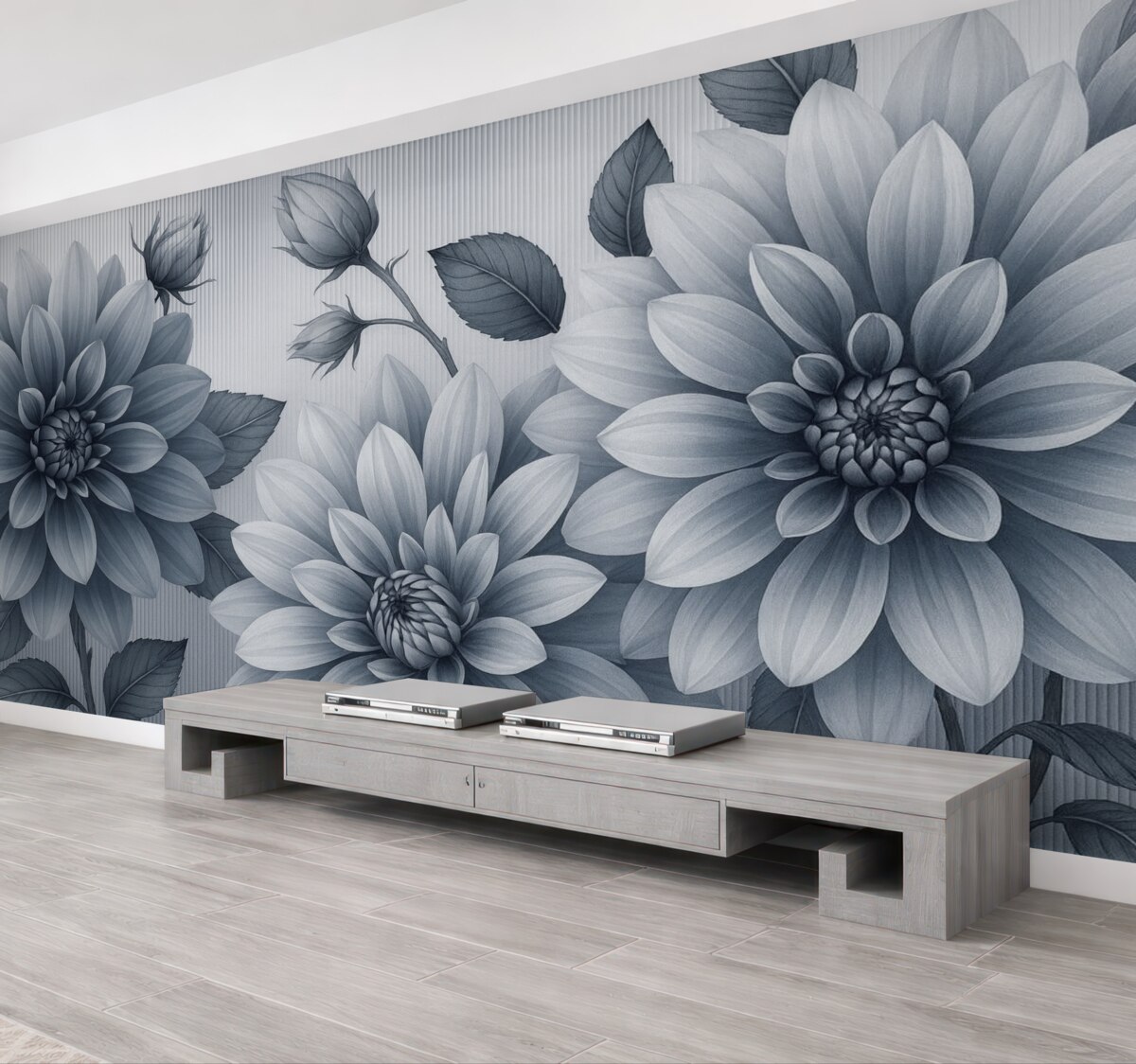 Fototapeta Pokaźne kwiaty za taflą.