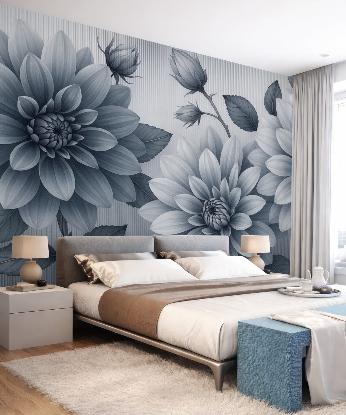 Fototapeta Pokaźne kwiaty za taflą.