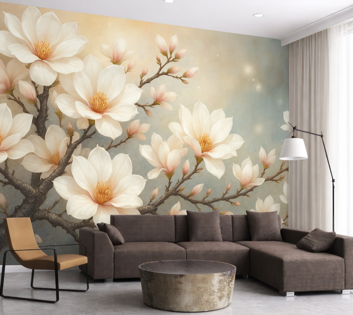 Fototapeta Abstrakcyjnie przedstawiona kwitnąca gałązka.