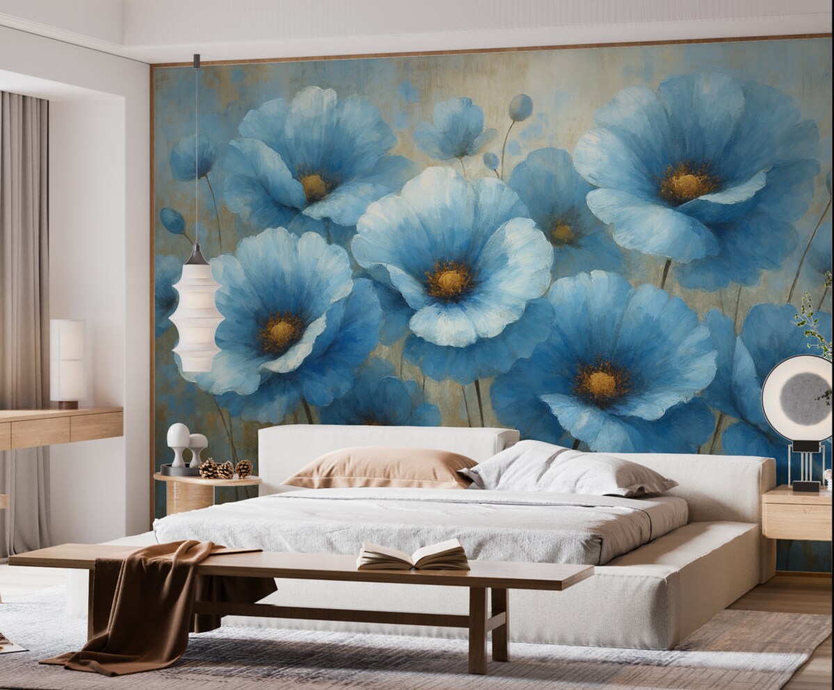 Fototapeta Wielkie niebieskie kwiaty.