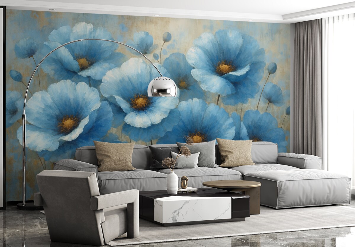 Fototapeta Wielkie niebieskie kwiaty.