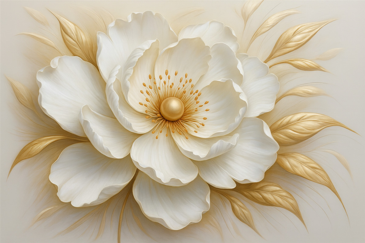 Fototapeta Subtelny kwiat w formie płaskorzeźby.