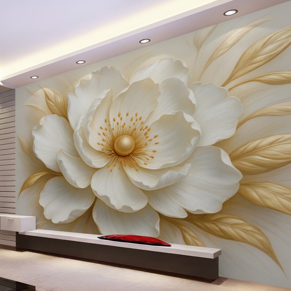 Fototapeta Subtelny kwiat w formie płaskorzeźby.