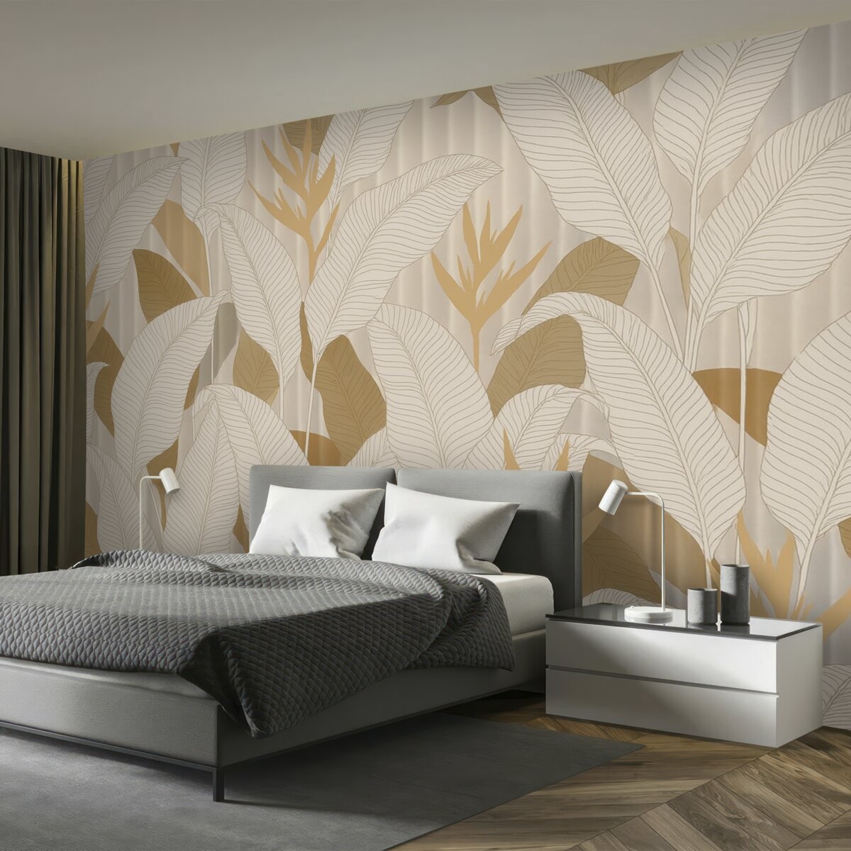 Fototapeta Obszerne, szerokie liście w barwnych tonacjach.