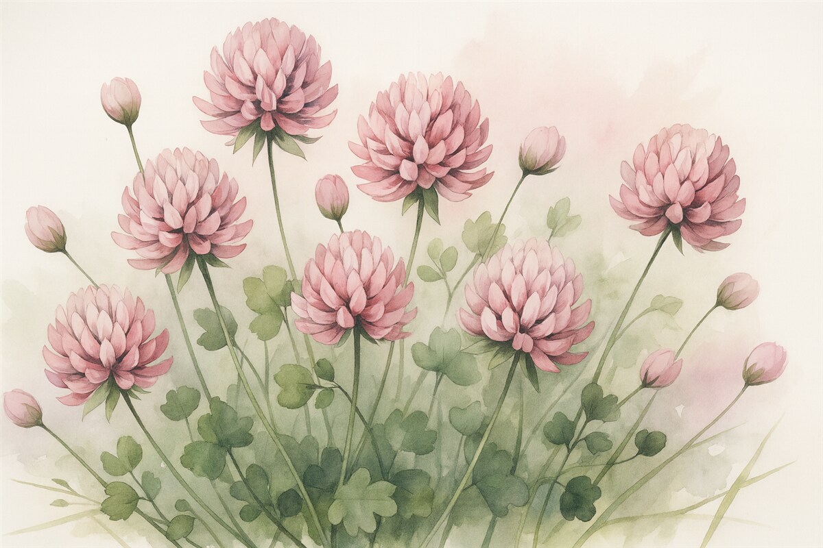 Fototapeta Kwiaty koniczyny w stylu akwareli.