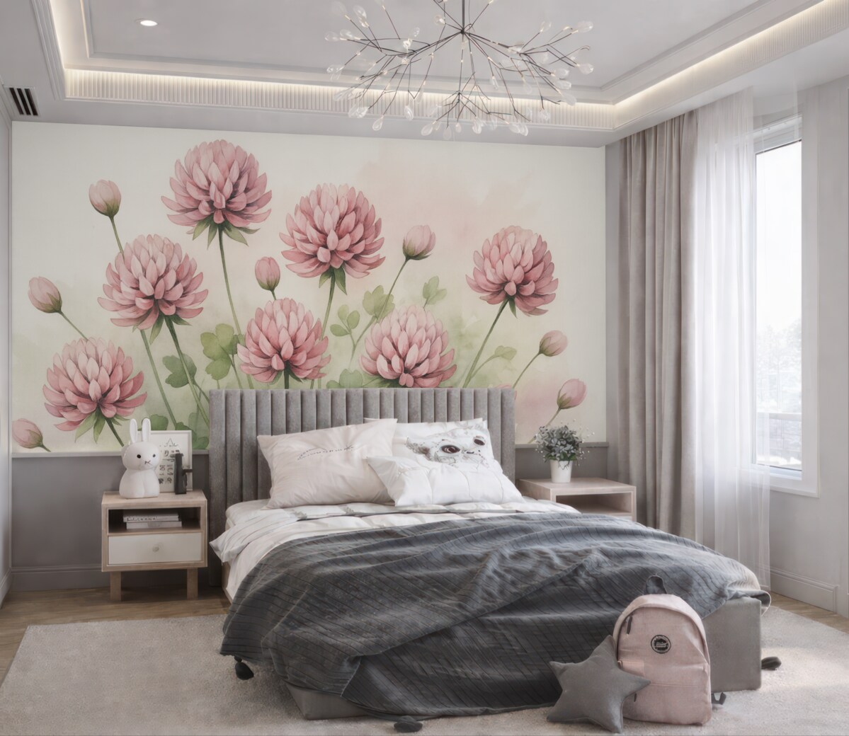 Fototapeta Kwiaty koniczyny w stylu akwareli.