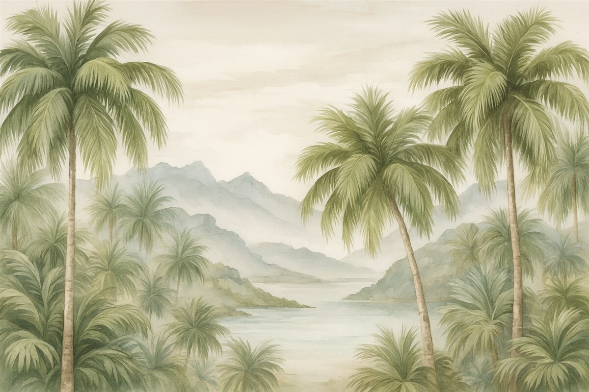 Fototapeta Palmy przypominające akwarelę.