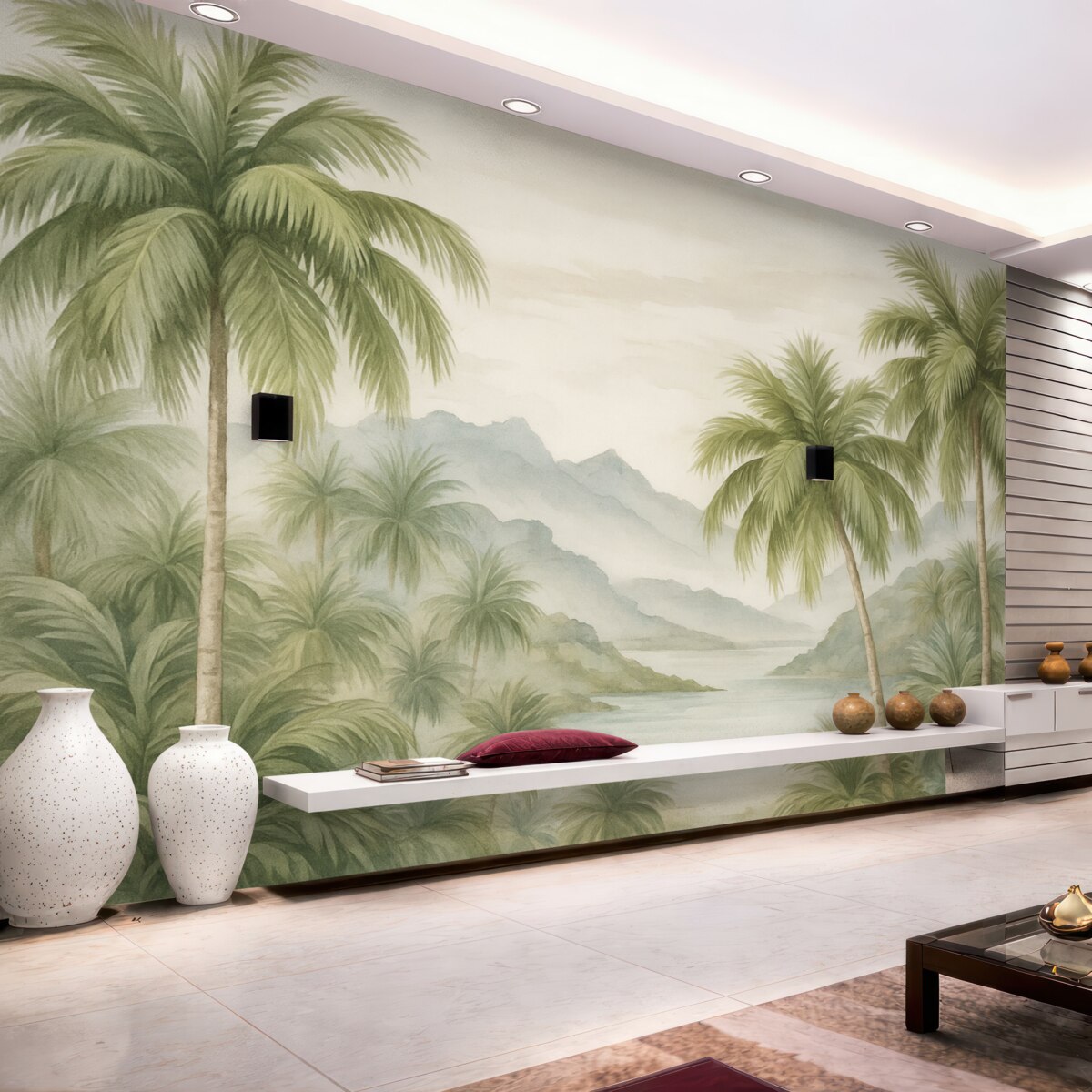 Fototapeta Palmy przypominające akwarelę.