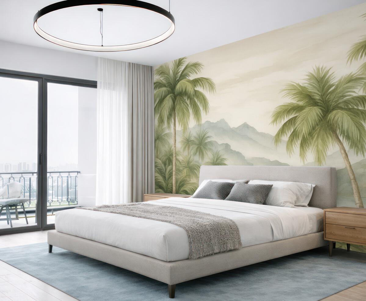 Fototapeta Palmy przypominające akwarelę.