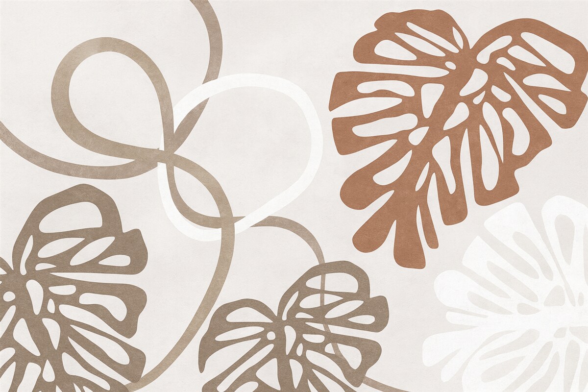 Fototapeta Liście Monstery oraz abstrakcyjne kształty.