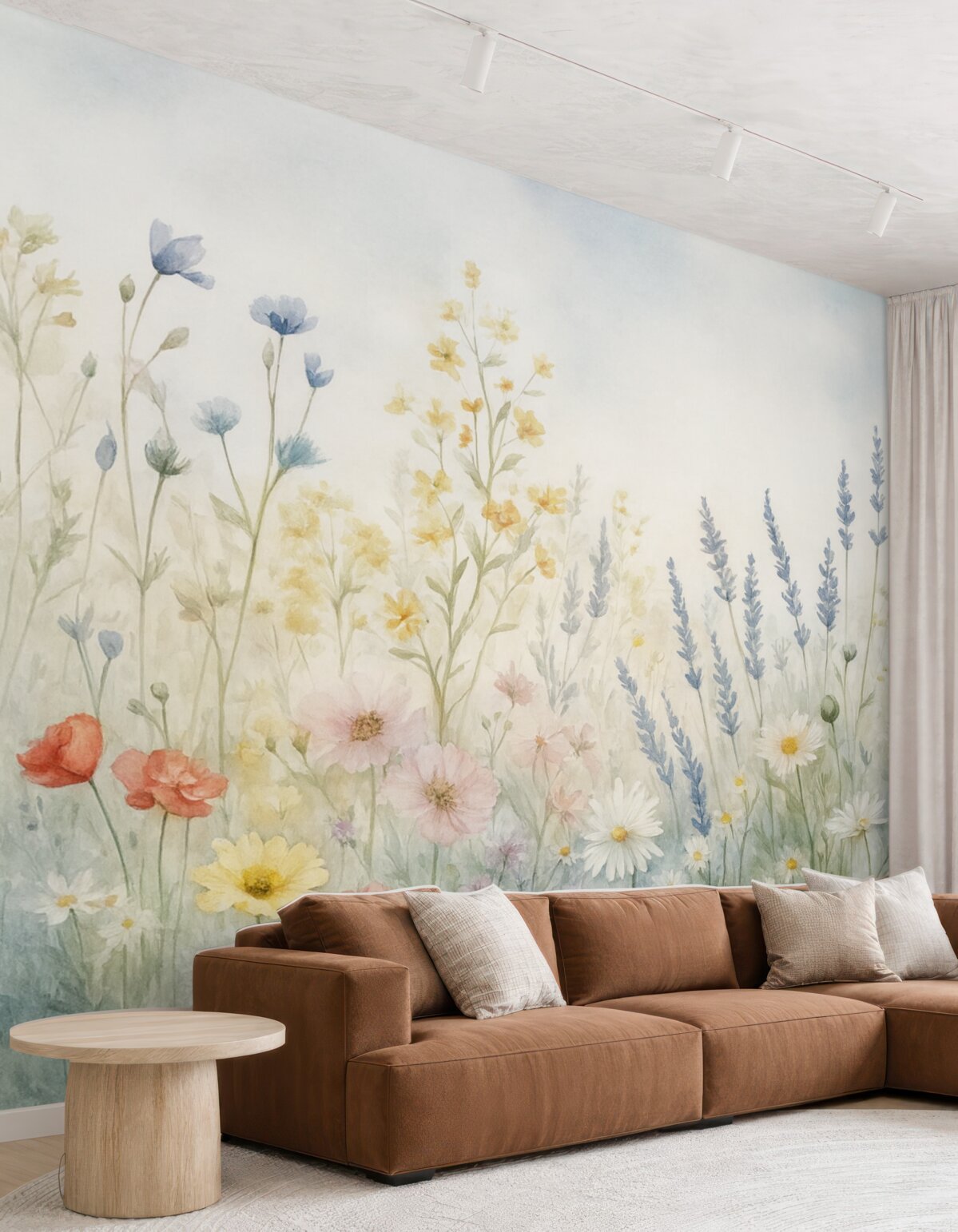 Fototapeta Kwiaty polne oraz maki w technice pociągnięć.